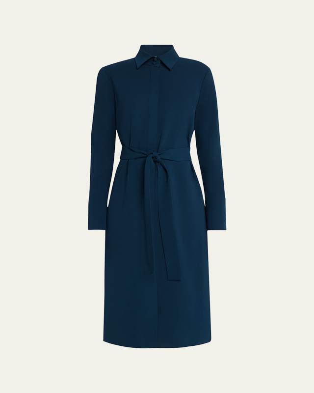 Belted Split-Cuff Shirtdress